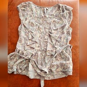 Lauren Conrad Floral Ruffle Blouse